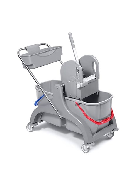 Double-Bucket Floor Cleaning Set with Utility Basket